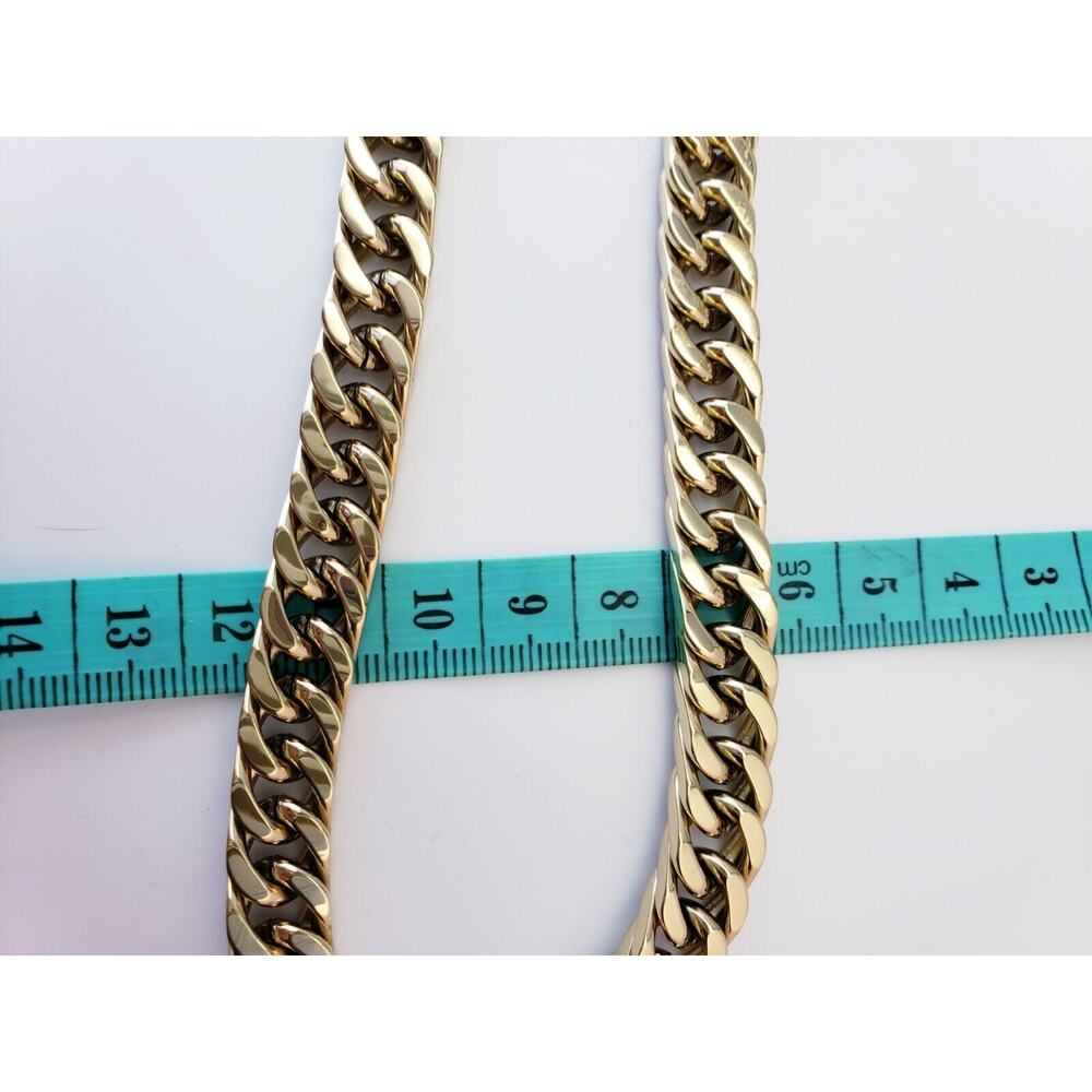 Gentlemen's Classics Heavy 10MM Curb Chain Necklace Gold IP Stainless Steel 24" - Picture 4 of 4